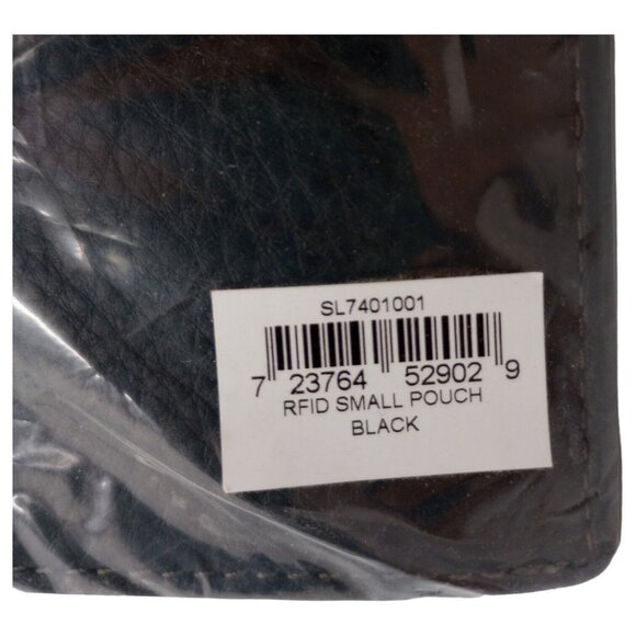 FOSSIL Pouch Purse RFID Black Leather Clutch Bag Hand Held Wallet Zip Pouch - Picture 4 of 16